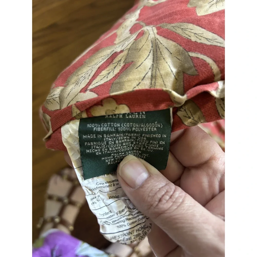 Vtg Lauren Ralph Lauren Villa Camelia Foral Comforter Size King Red Tan 106